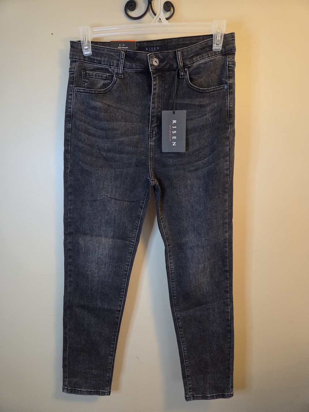 Risen Jeans Womens 13/31 High Waist Ankle Skinny Faded Black Stretch NWT